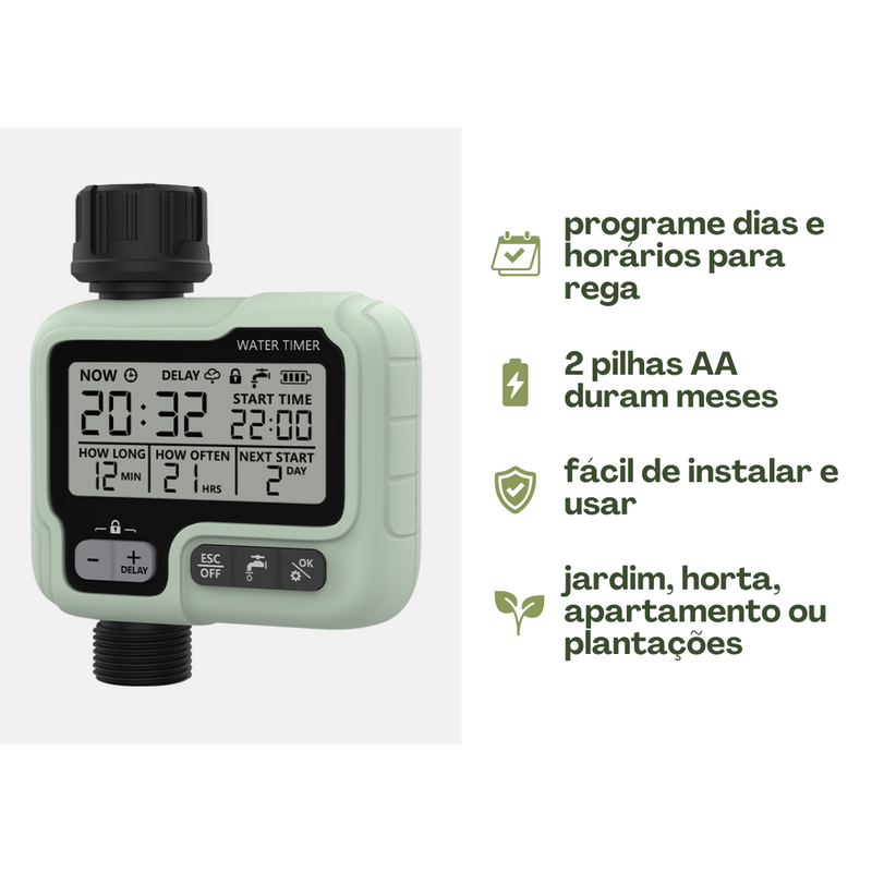 Irrigador Automático - Programação de dia e horário para rega