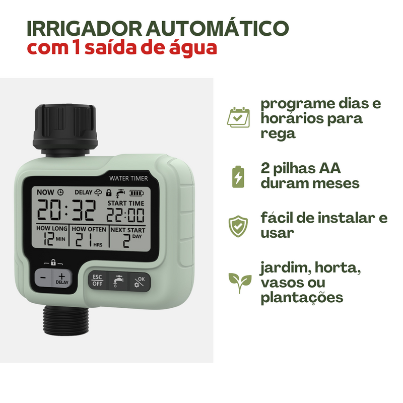 Irrigador Automático - Programação de dia e horário para rega