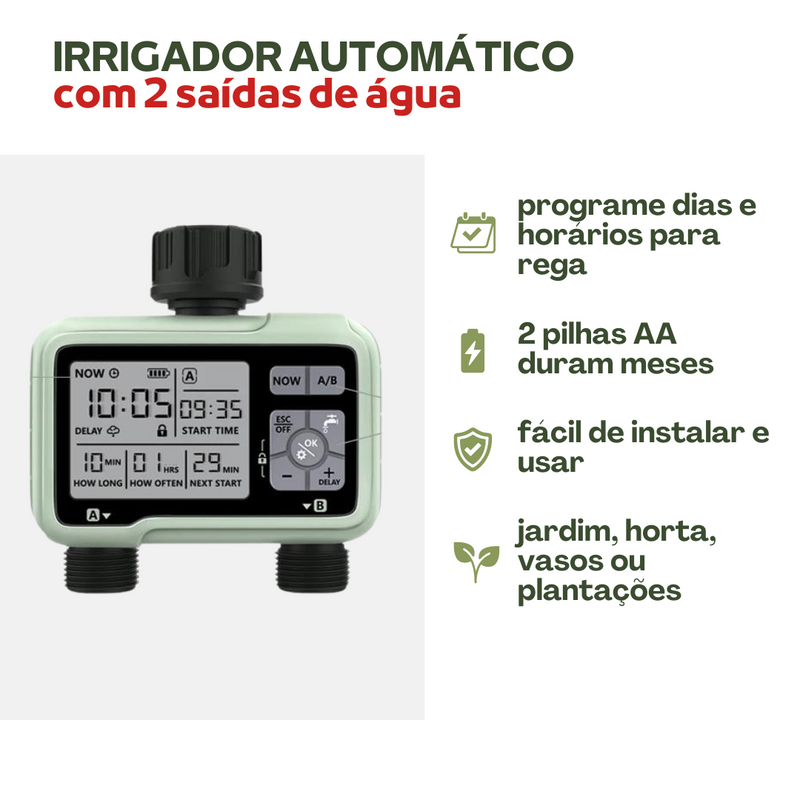 Irrigador Automático - Programação de dia e horário para rega