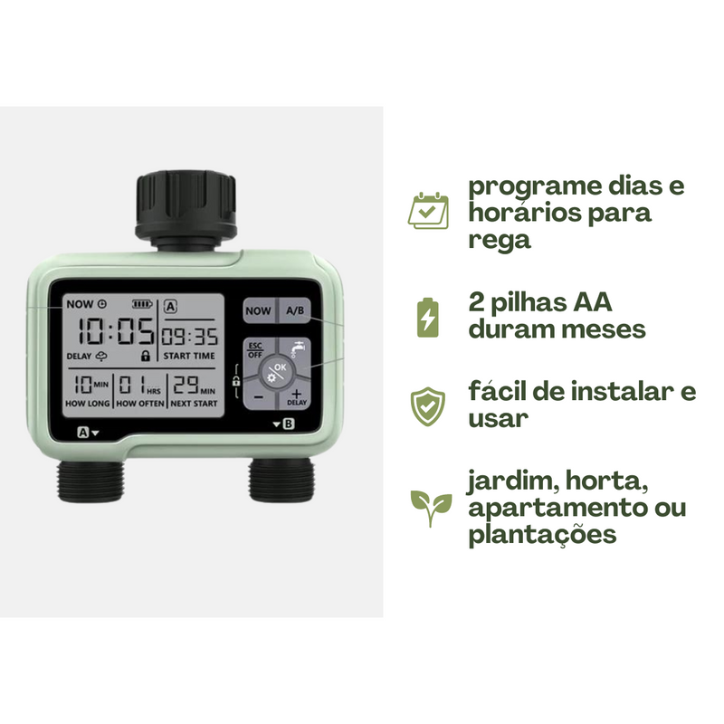 Irrigador Automático - Programação de dia e horário para rega